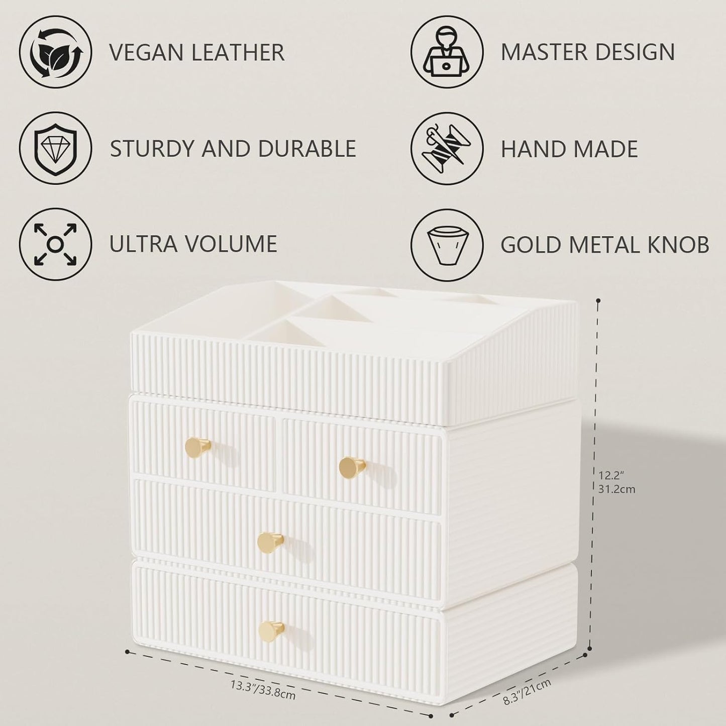 Makeup Organizer Countertop,Vanity Organizer,Skincare Organizers,Cosmetic Organizer with Draws,Luxury Large makeup storage,Make up Organizers for Vanity,Gifts for Women Birthday Unique (white)