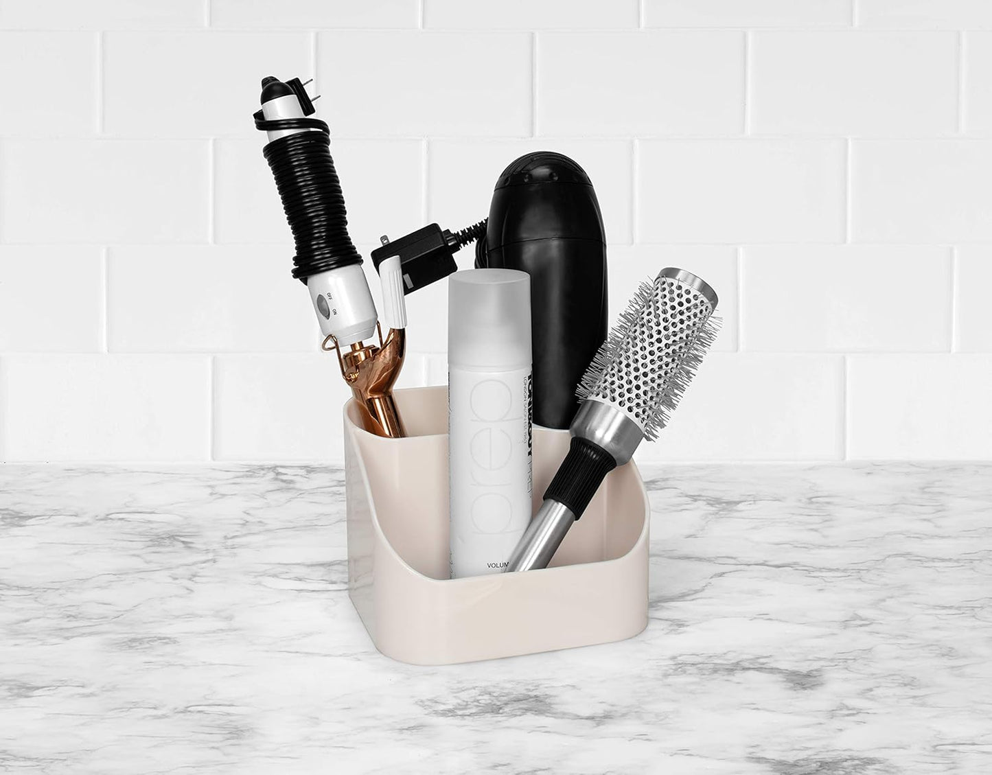 Spectrum Diversified Contour Hair Dryer & Beauty Accessory Organizer, Countertop Hair Care Caddy, Countertop Beauty Organizer, Blow Dryer Storage & Hair Styling Tool Organization