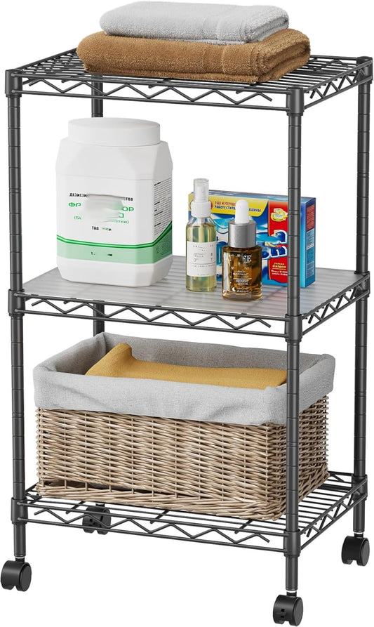 SINGAYE Shelf Closet Wire Shelving：Adjustable Metal Unit for Laundry Room Organization Bathroom Kitchen Home Storage with Wheels Small Pantry Rack Shelves