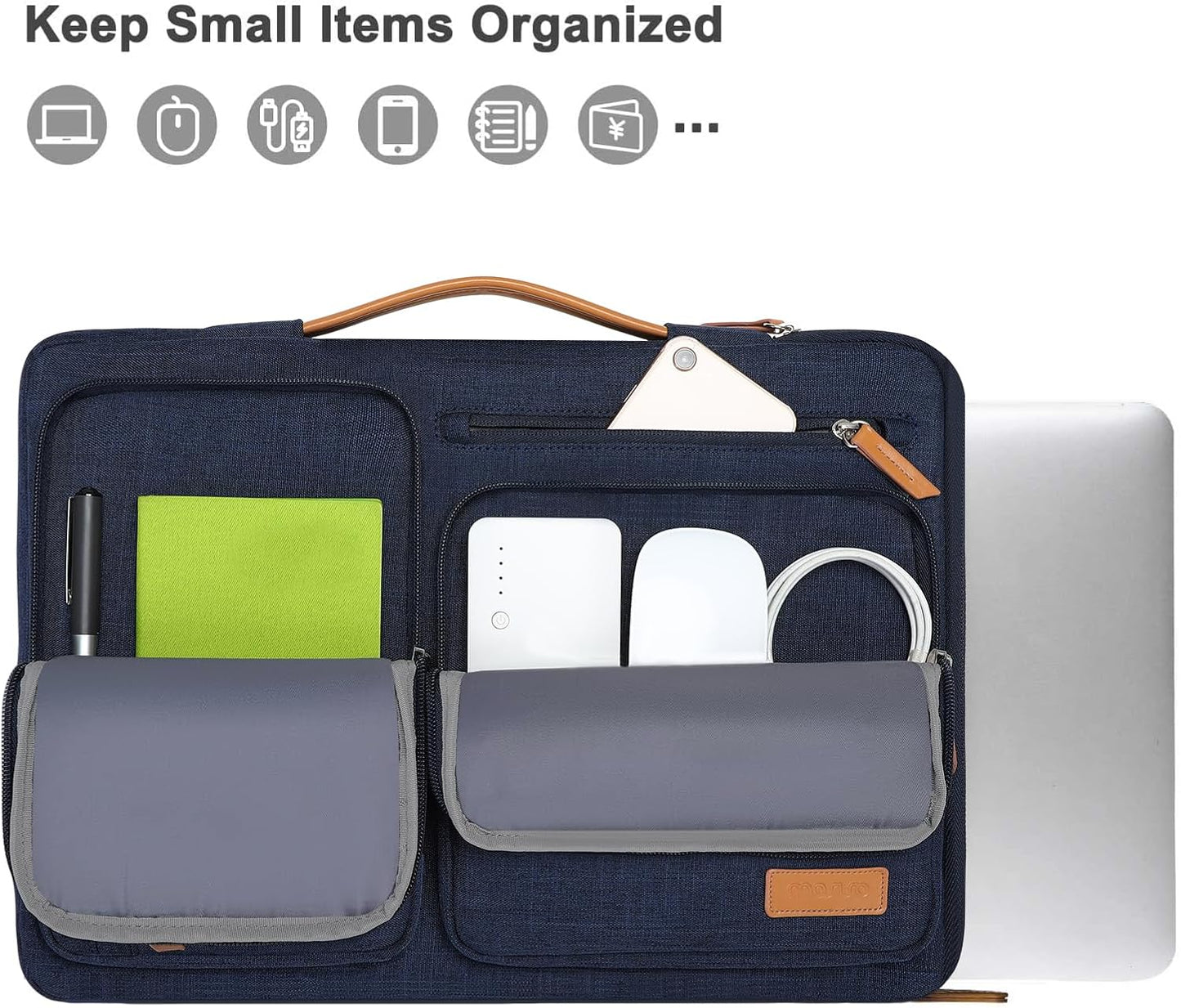 MOSISO 360 Protective Laptop Case 13 inch, 13 inch Laptop Sleeve Compatible with MacBook Air M4 M3 M2 M1 2025-2018/Pro M2 M1 2025-2016, Side Open Carrying Case with 4 Zipper Pockets&Handle, Navy Blue