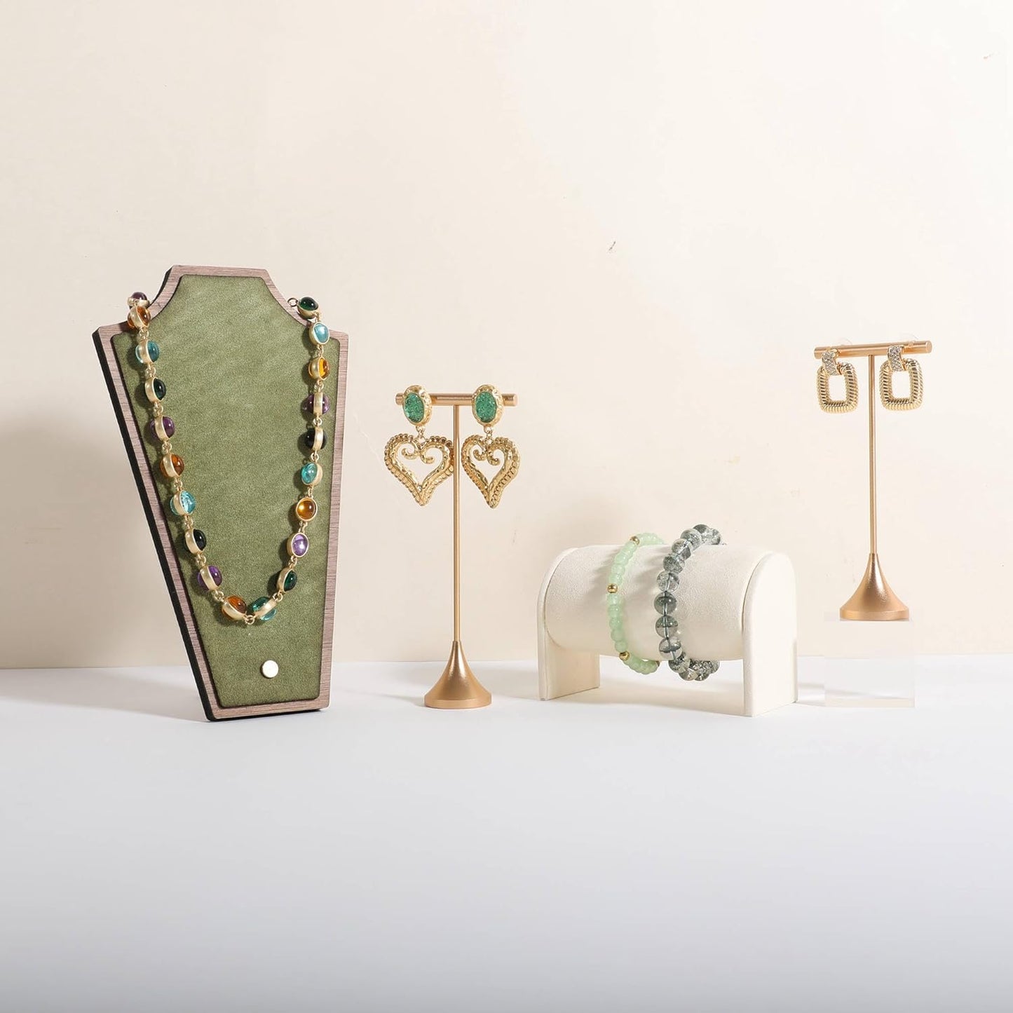 GemeShou Single Gold Earring T bar Stand, Metal earring display holder for show, Small jewelry studs hanger for Online store Photo Shoot【Gold-Cone Base Height 5.8"】