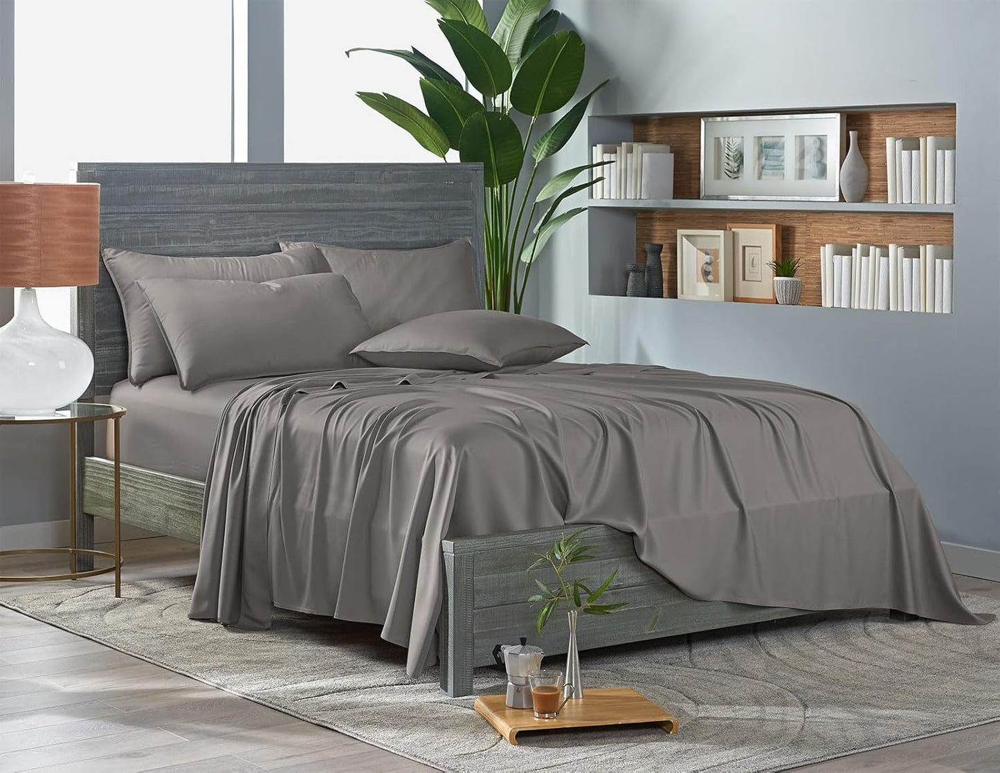 King Pillowcases by Pure Bamboo, Genuine 100% Organic Viscose Derived from Bamboo, Luxuriously Soft & Cooling, Double Stitching, Envelope Closure (2 King Pillowcases, Graphite)