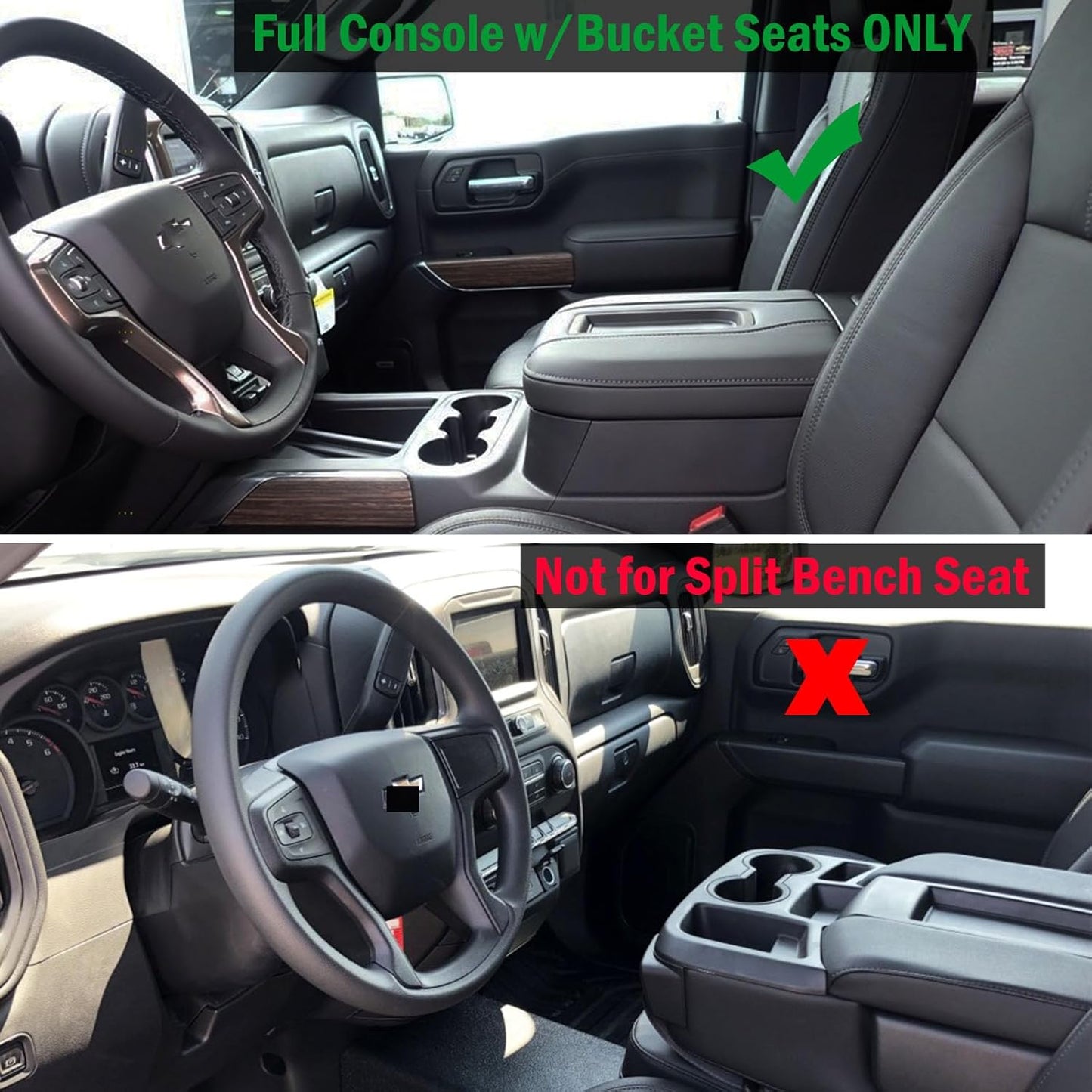 Full Size Center Console Armrest Box Organizer Tray for 2019-2022 Chevy Silverado/GMC Sierra 1500 and 2020-2023 Silverado/Sierra 2500/3500 HD (Full Console w/Bucket Seats ONLY) Red Trim