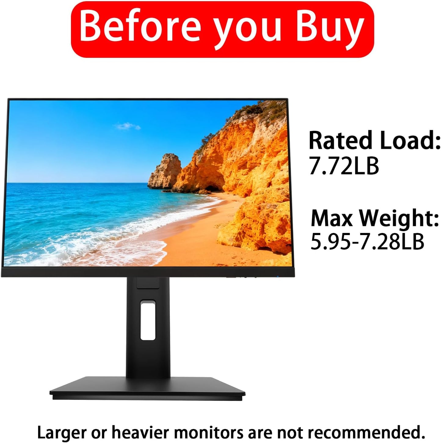 2026 Version Ergonomic VESA Monitor Stand, 150mm Spring Height adjustment,, Tool-Free Base, Swivel, Tilt & Rotation, for 22–26" Monitors, 5.95–7.28 lb, 100x100mm Vesa Mount (5.95～7.28LB)
