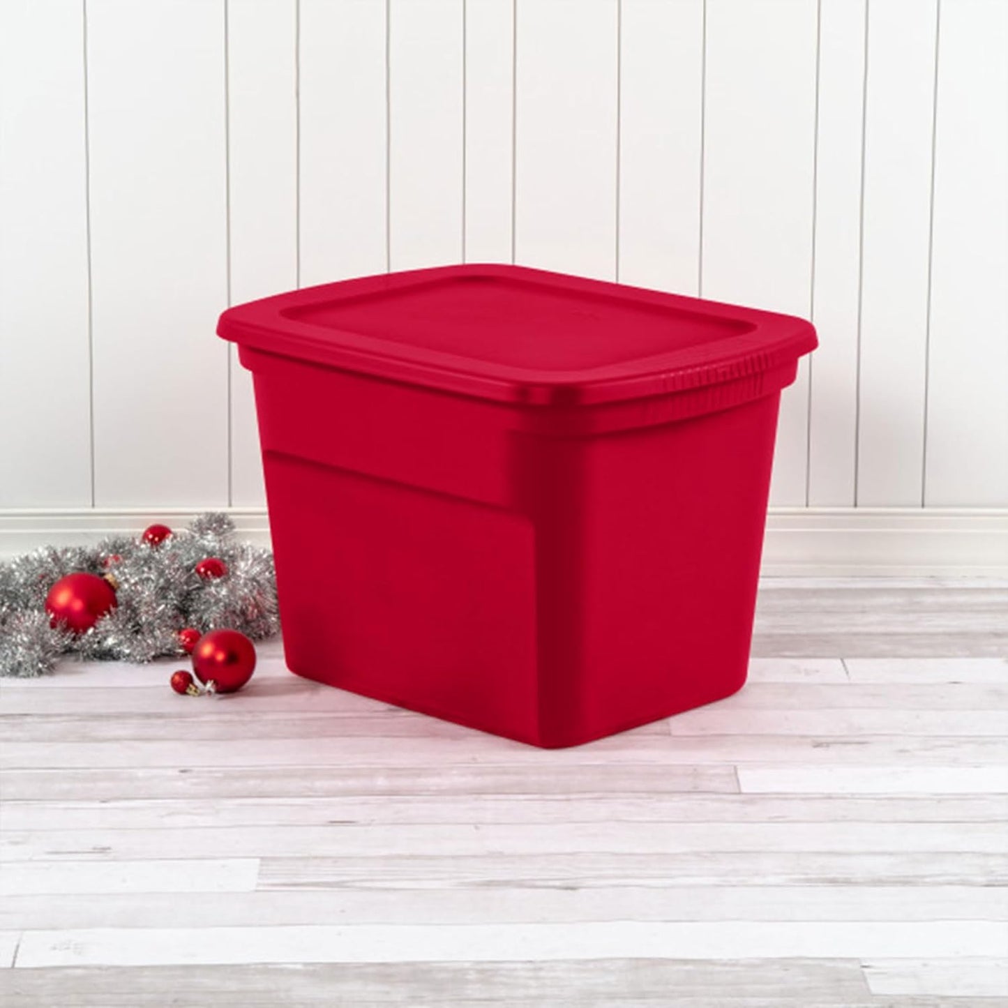 Sterilite 18 Gallon Stackable Storage Tote Container, Seasonal Home Decor, and Garage Organizer Bin with Lid, Red (16 Pack)