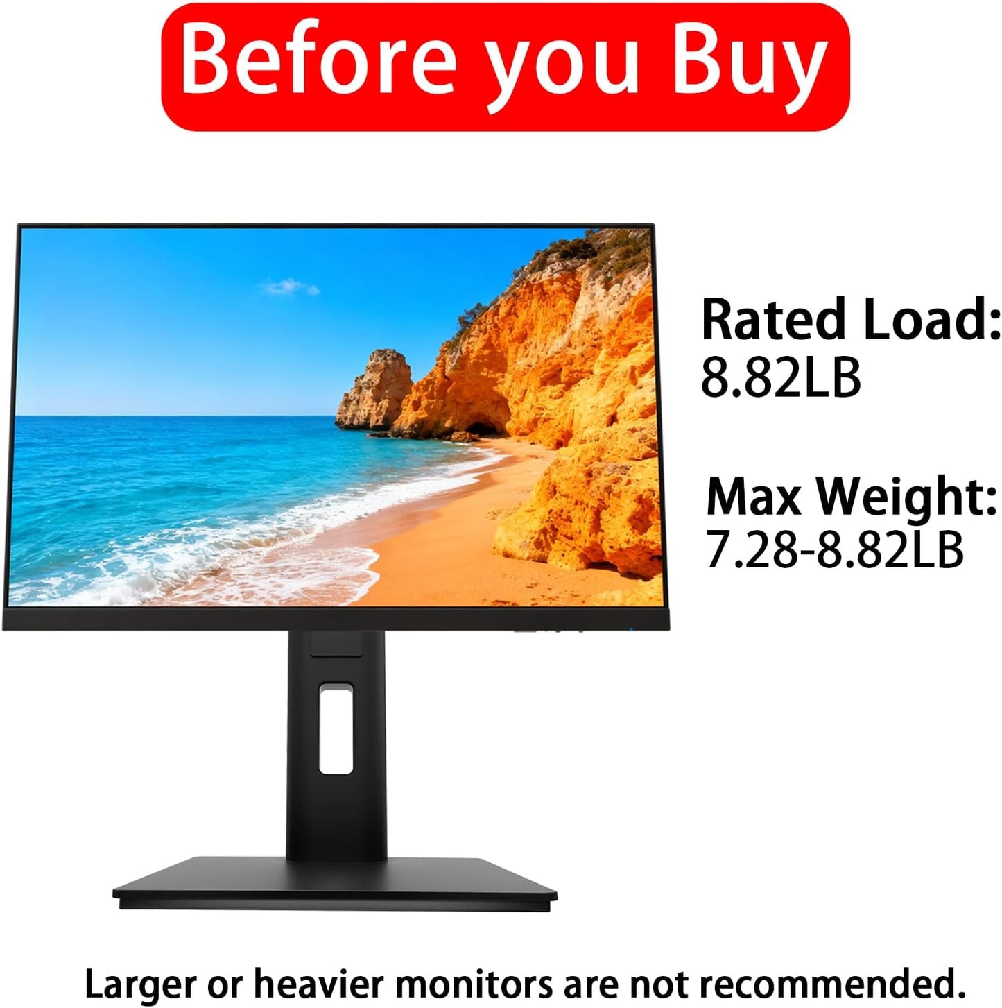 2026 Version Ergonomic VESA Monitor Stand, 150mm Spring Height adjustment,, Tool-Free Base, Swivel, Tilt & Rotation, for 26–32" Monitors, 7.28–8.82 lb, 100x100mm Vesa Mount (7.28～8.82LB)