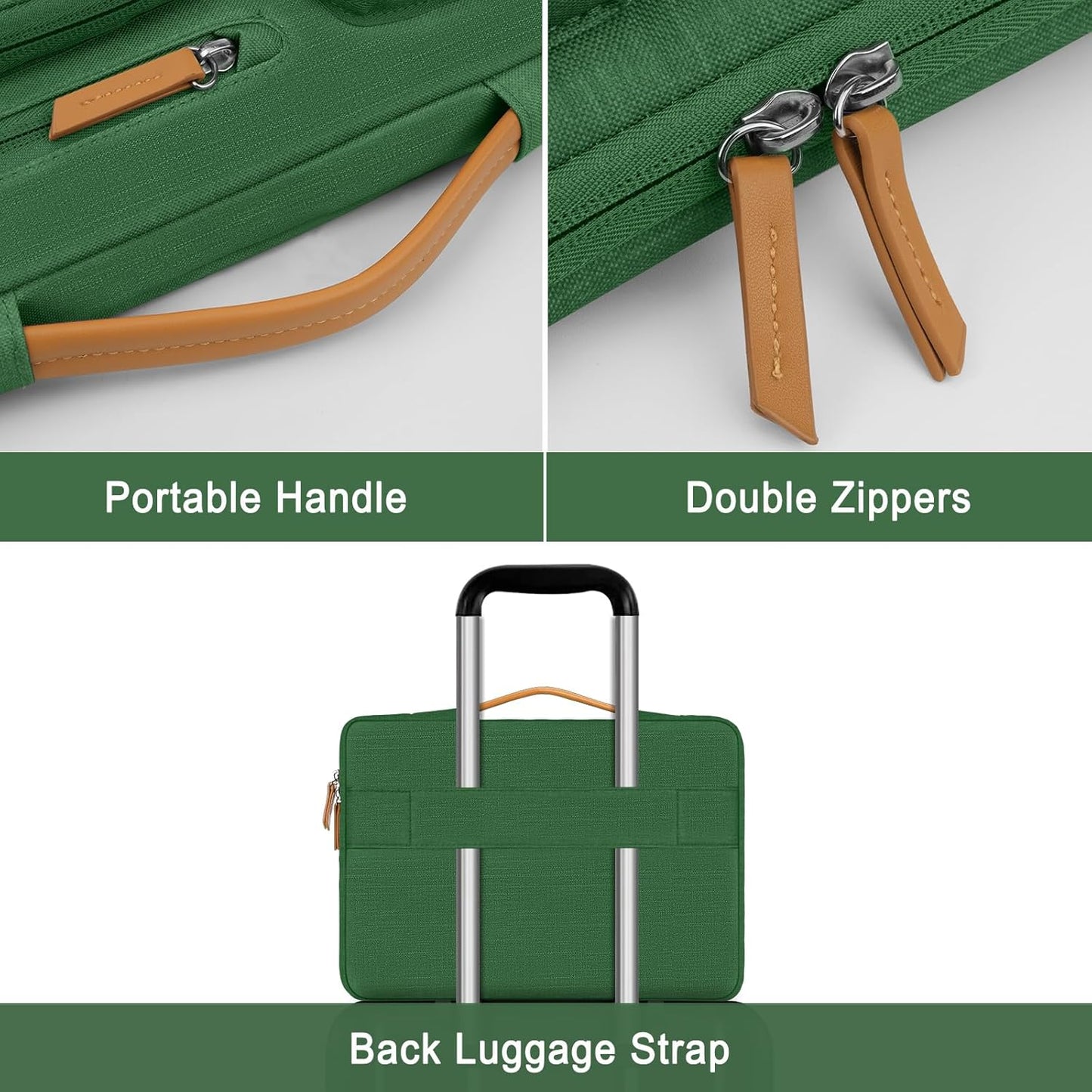 MOSISO 360 Protective Laptop Case 16 inch, 15-15.6 inch Laptop Sleeve Compatible with MacBook Pro 16, HP, Acer, Dell, Lenovo, ASUS, Side Open Carrying Case with 4 Zipper Pockets&Handle, Jungle Green
