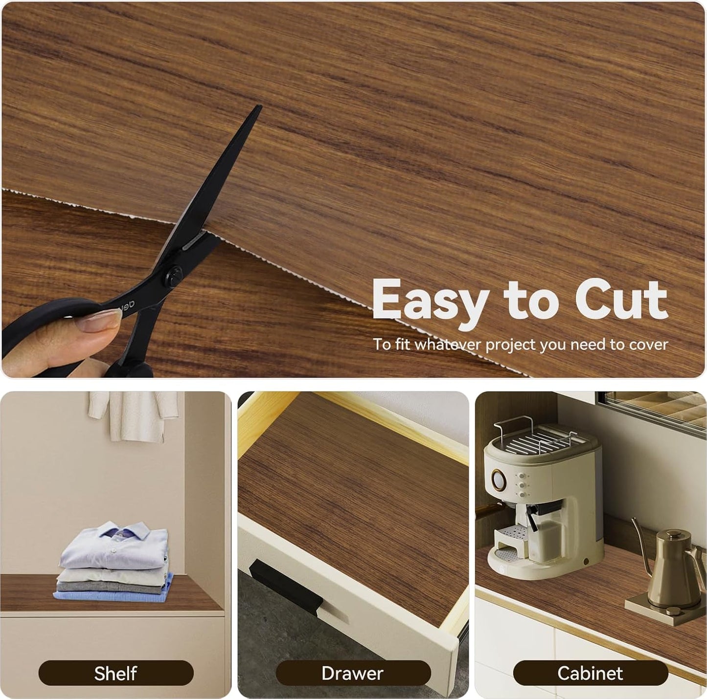Drawer Shelf Liner for Kitchen Cabinets, Non Adhesive Slip Resistant Shelf Paper Easy to Clean, Strong Grip Thickened Waterproof Washable Mats for Pantry Shelves, Cupboard, Wood Grain, 24 in x 20 FT