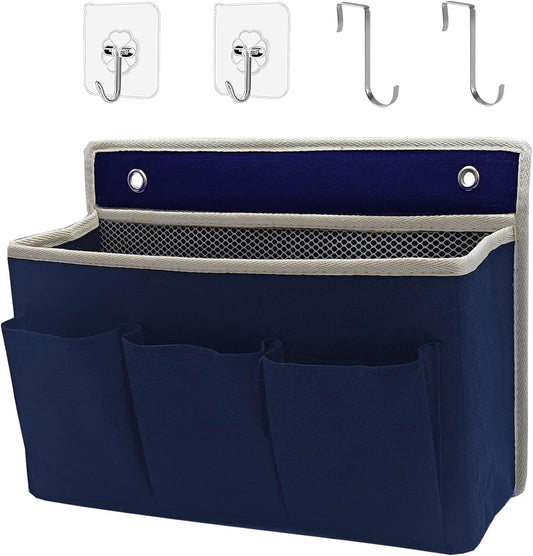 Wall Hanging Organizer Bag/Hanging Baskets with Large Mesh Compartment & 3 Pockets，Over the Door Hanging Organizer Space Saving Storage for Bedroom,RV Camper, Closet (Navy Blue -1 Pack)