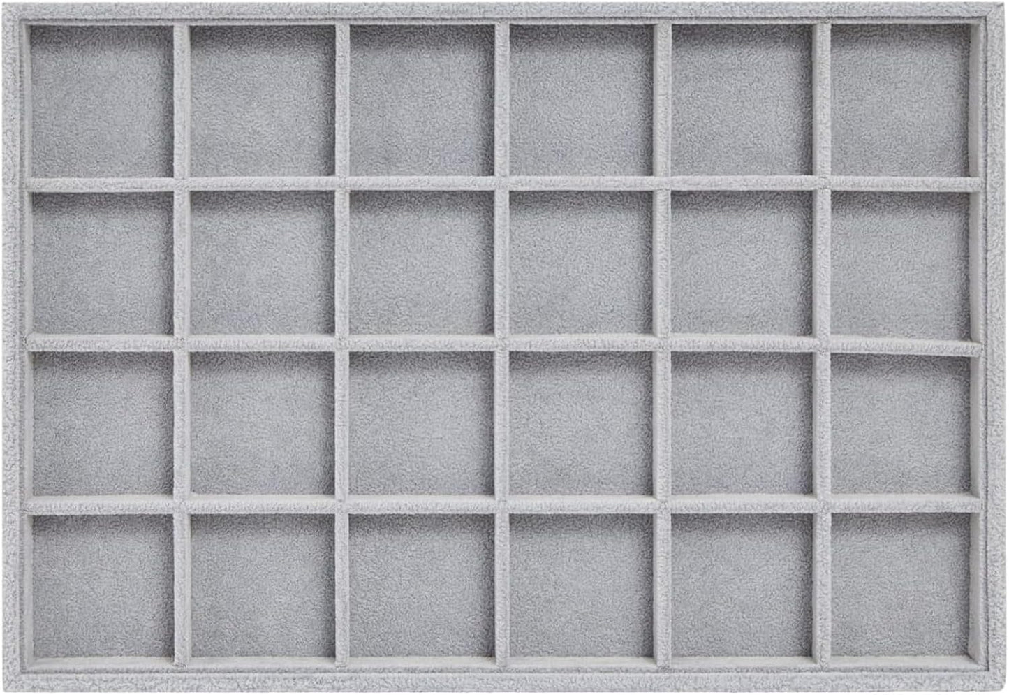 Juvale 2 Pack Velvet Jewelry Organizer Tray for Earrings, Stackable 24 Grid Storage for Rings (Gray, 14x10 in)