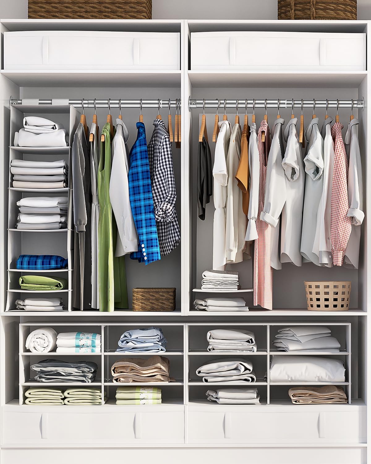 Closet Rods for Hanging Clothes, 17-76 Inch Heavy Duty and Stepless Adjustable Closet Poles, Stainless Steel Closet Hanging Rod for Closet, Wardrobes, Laundry Room, Bathroom, RV (Silver)