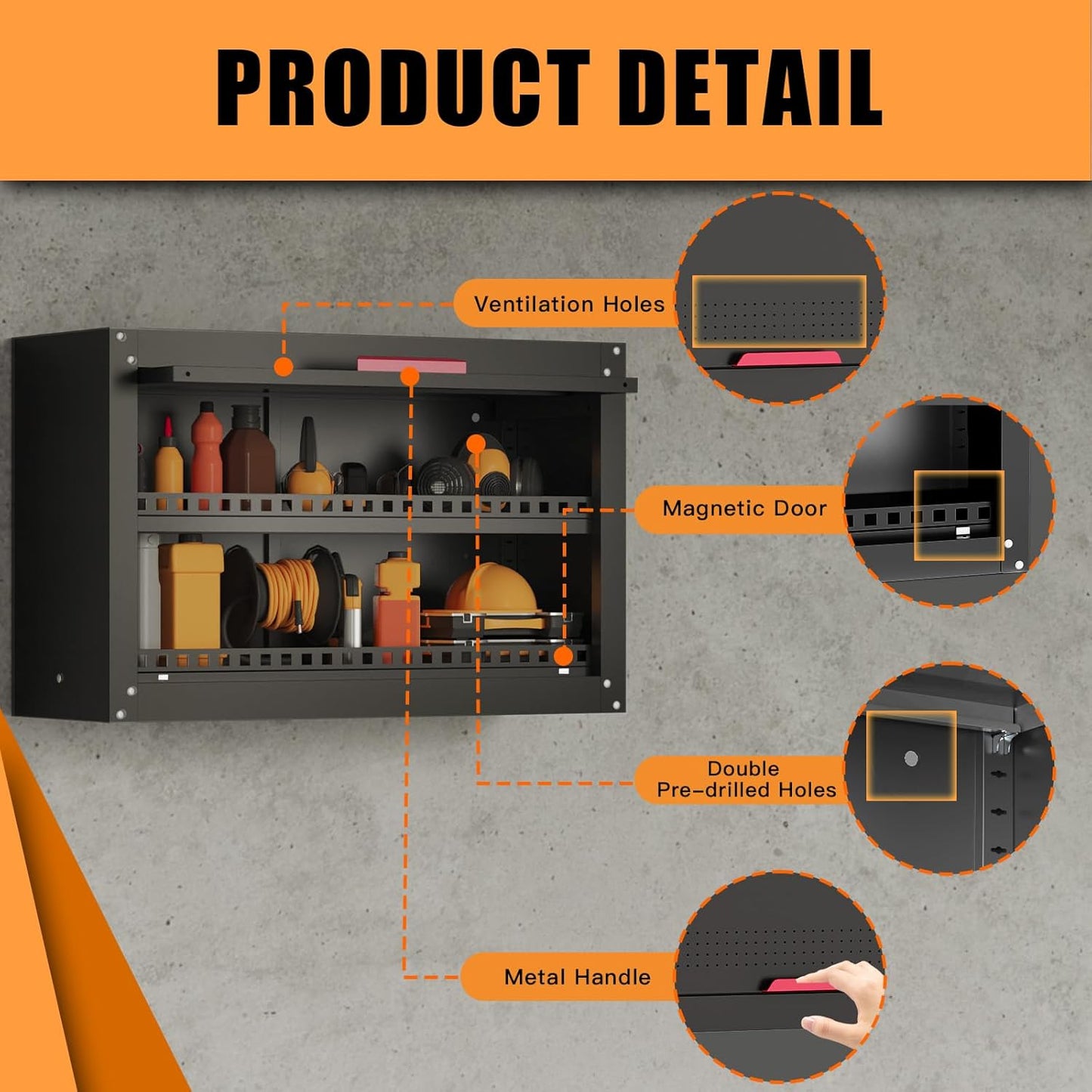 Garage Wall Cabinet,Up Flip Door Metal Wall Cabinet,Wall Mounted Metal Storage Cabinets with Doors and Adjustable Shelf for Garage,Utility Room and Basement