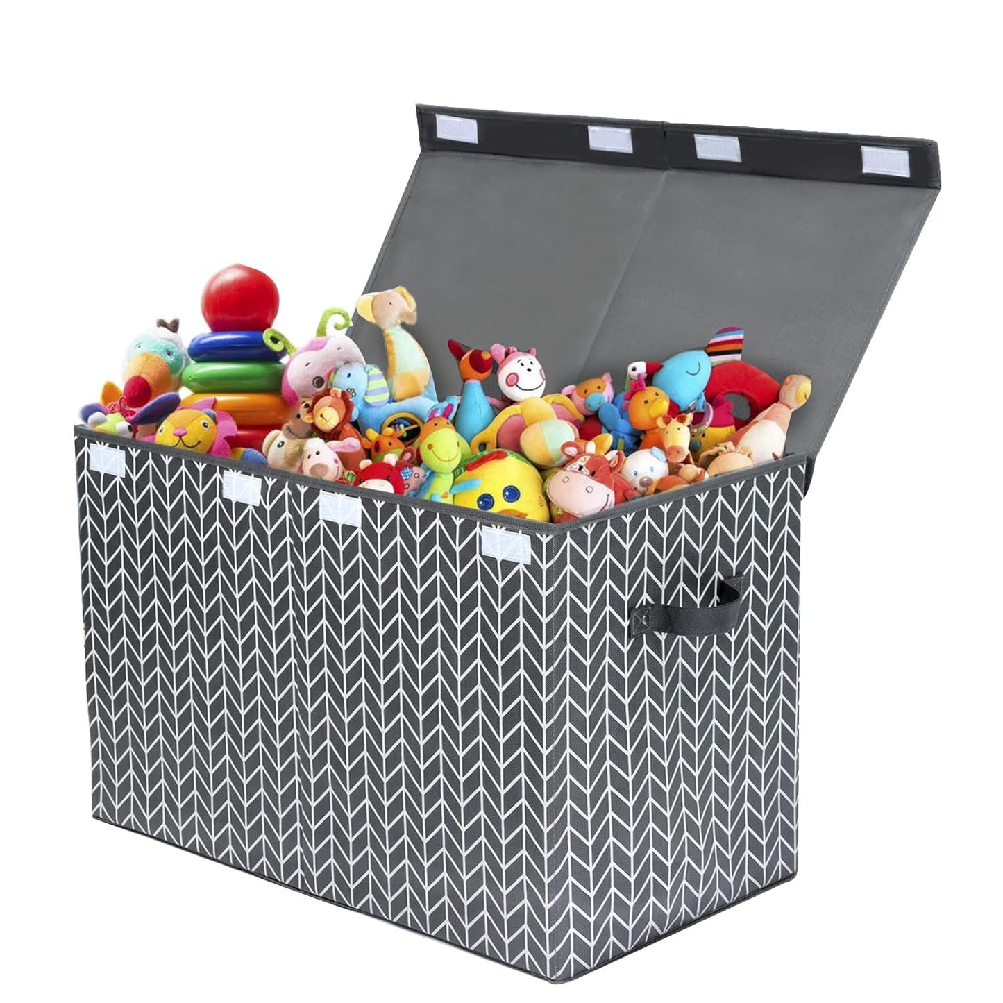Mayniu Large Toy Box Chest Storage Bins with Lid, Toys Organizers Storage Boxes Basket with Sturdy Handles for Boys, Girls, Living Room,Nursery, Playroom, Bedroom (Grey)