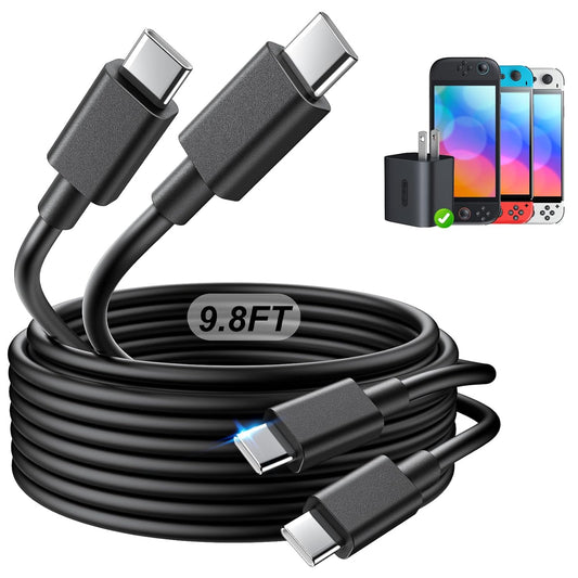2 Pack (9.8FT) Switch 2 Charging Cable, Extra Long Power Cord for Nintendo Switch 2 Official Adapter, 60W Fast Charger[𝐀𝐂 𝐀𝐝𝐚𝐩𝐭𝐞𝐫 𝐂𝐨𝐫𝐝 𝐑𝐞𝐩𝐥𝐚𝐜𝐞𝐦𝐞𝐧𝐭]Accessories Switch 2 TV Dock