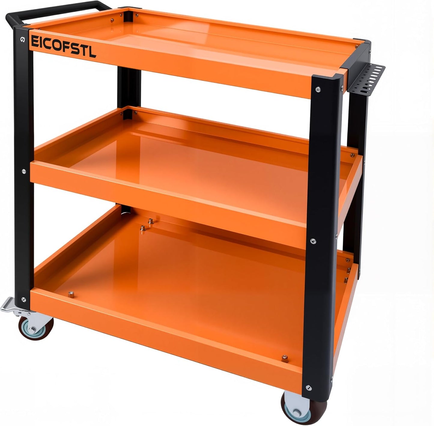 Stainless Steel Tool Cart, Heavy-Duty 3-Tier Alloy Steel Utility Cart with Screwdriver Holder & 4 Wheels (2 Locking Casters), 500LB Capacity for Garage, Workshop Tool Storage