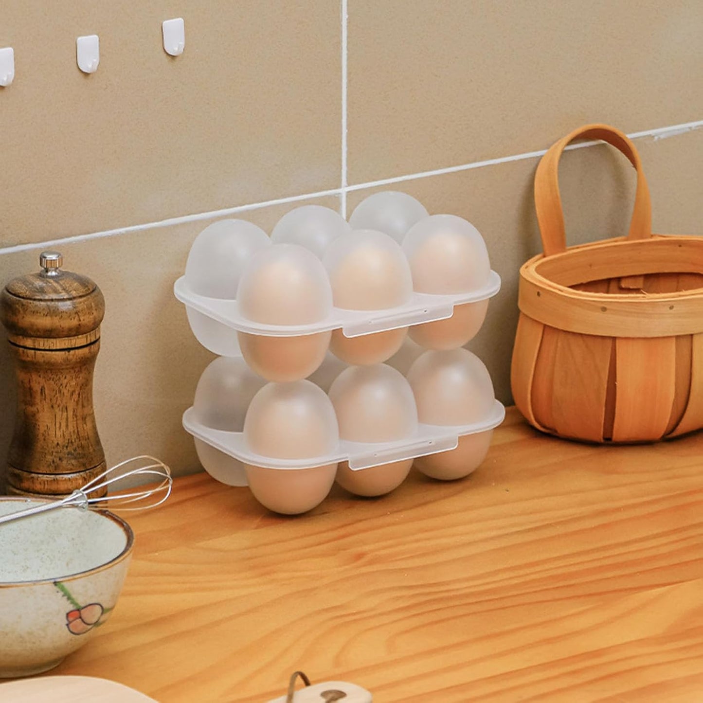6 Grid Eggs Holder Container, Portable Tray Egg Grid Storage Container With Lid Camping Boxes Carriers For Camping Picnics Travel Kitchen Restaurants