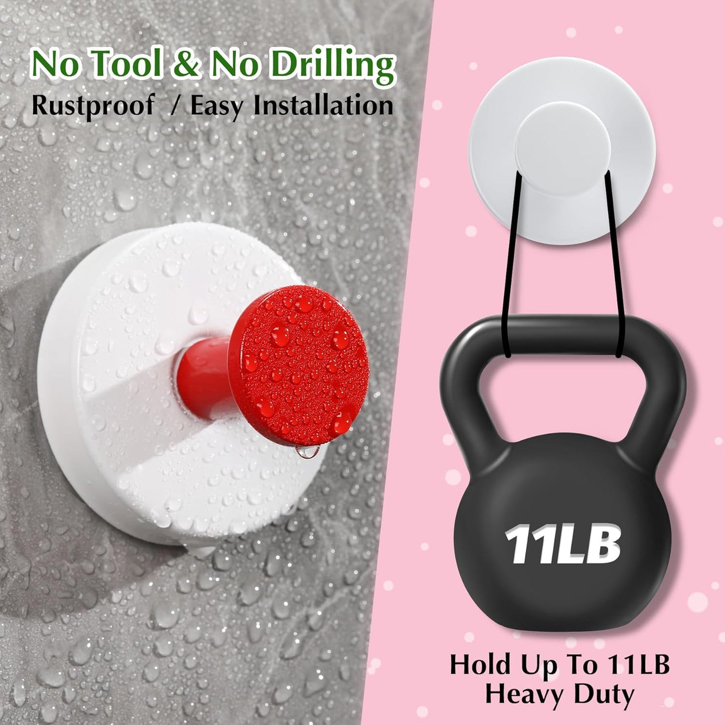 Suction Cup Hooks for Shower No-Drill Bathroom Hooks for Towels, Robes, Loofah Mountable on Bathroom Walls, Kitchen, Glass, Mirrors, Tile and Smooth,Non-Porous Surfaces (2, Lemon Yellow White)