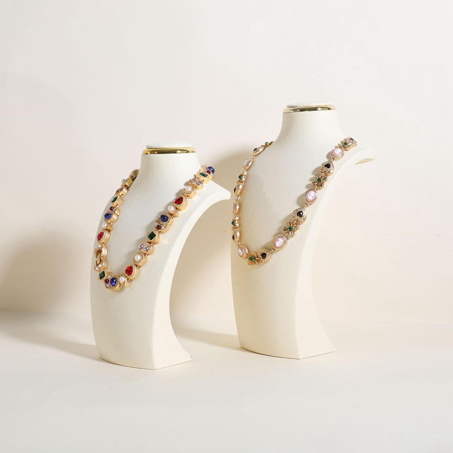 velvet necklace display stand, necklace display holder for selling, bust jewelry display, necklace mannequin display stand【Cream-Medium】