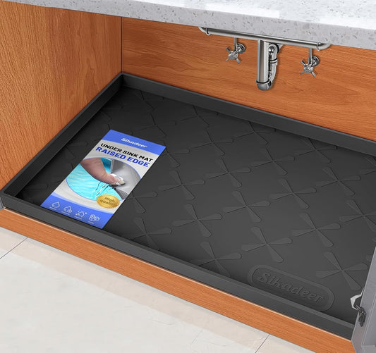 SIKADEER 34" x 22" Under Sink Mat Waterproof, Silicone Mat Kitchen Drawer Shelf and Cabinet Liner, Sink Protector for Kitchen Organizers and Storage, Boot Tray Pet Food Mats