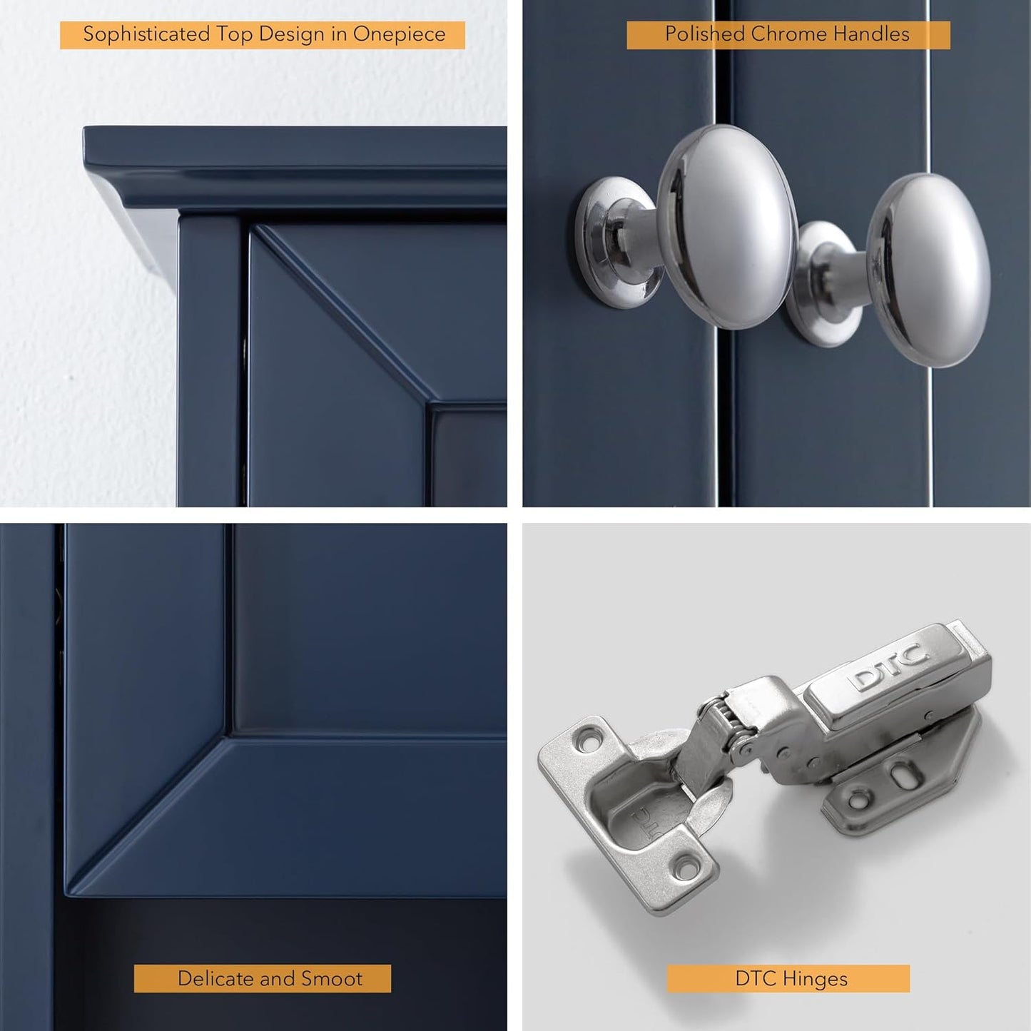 Bathroom Wall Cabinet Navy Blue Over Toilet Storage Cabinets 24x30 in Above Toilet Wood Medicine Cabinets Wall Mounted Bathroom Cabinet with 2 Door & Adjustable Shelf