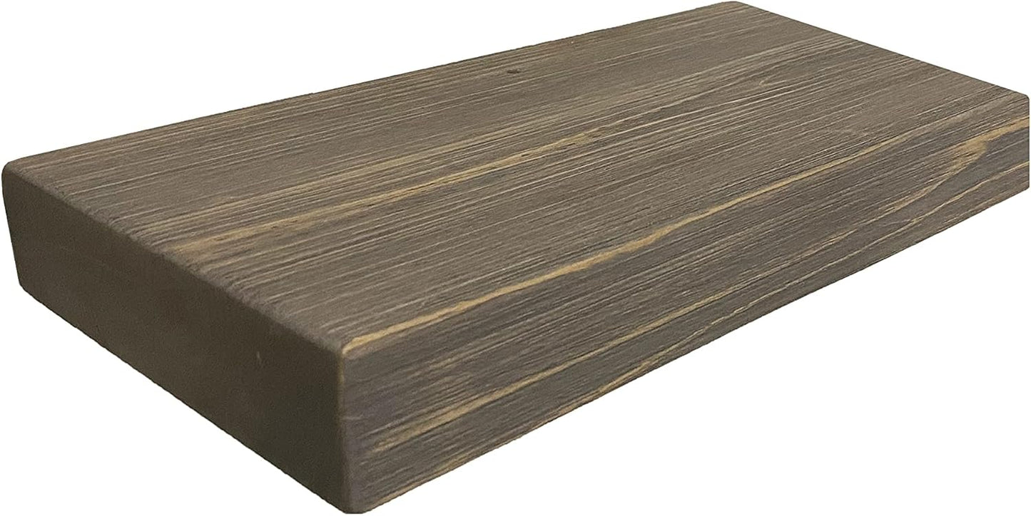 joelsantiques - 18 Inch Wooden Floating Shelves for Wall - 18x8x2 in - Made of Natural Wood - Short Heavy Duty Rustic Wall Shelves for Bedroom - Perfect for Living Room, Kitchen - Grey
