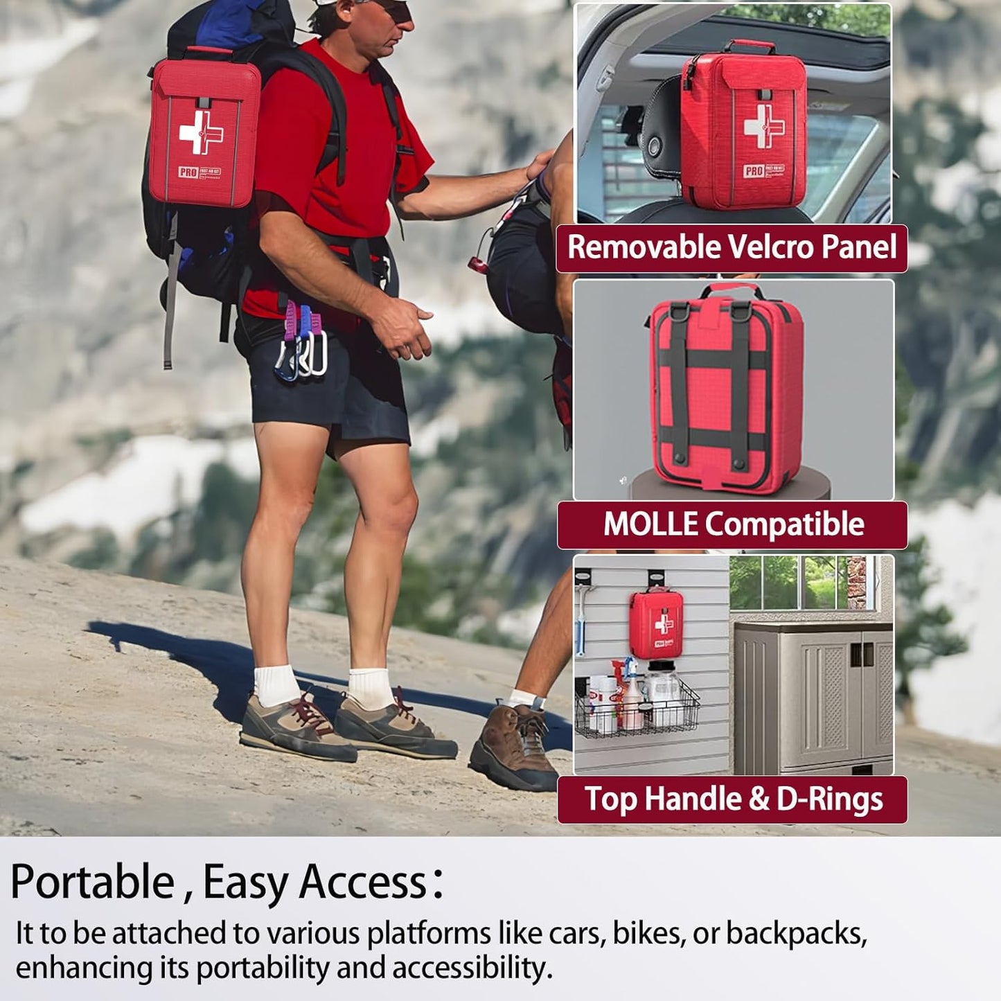 First Aid Trauma Kit,Comprehensive First Aid Kit with Labelled Compartments, Molle System Emergency Kits for Cars, Home, Office, Backpacking, Camping, Traveling, and Cycling-265 Piece