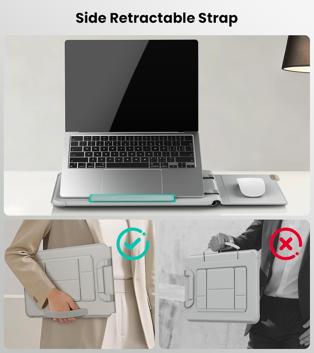 Nillkin 14 inch Laptop Sleeve with Handle (4-in-1), 2 Stand Modes, MacBook Sleeve with Adjustable Stand & Mouse Pad, Slim Laptop Case 14 inch for Samsung/Surface/HP/Chromebook/Dell 12-14'', Gray