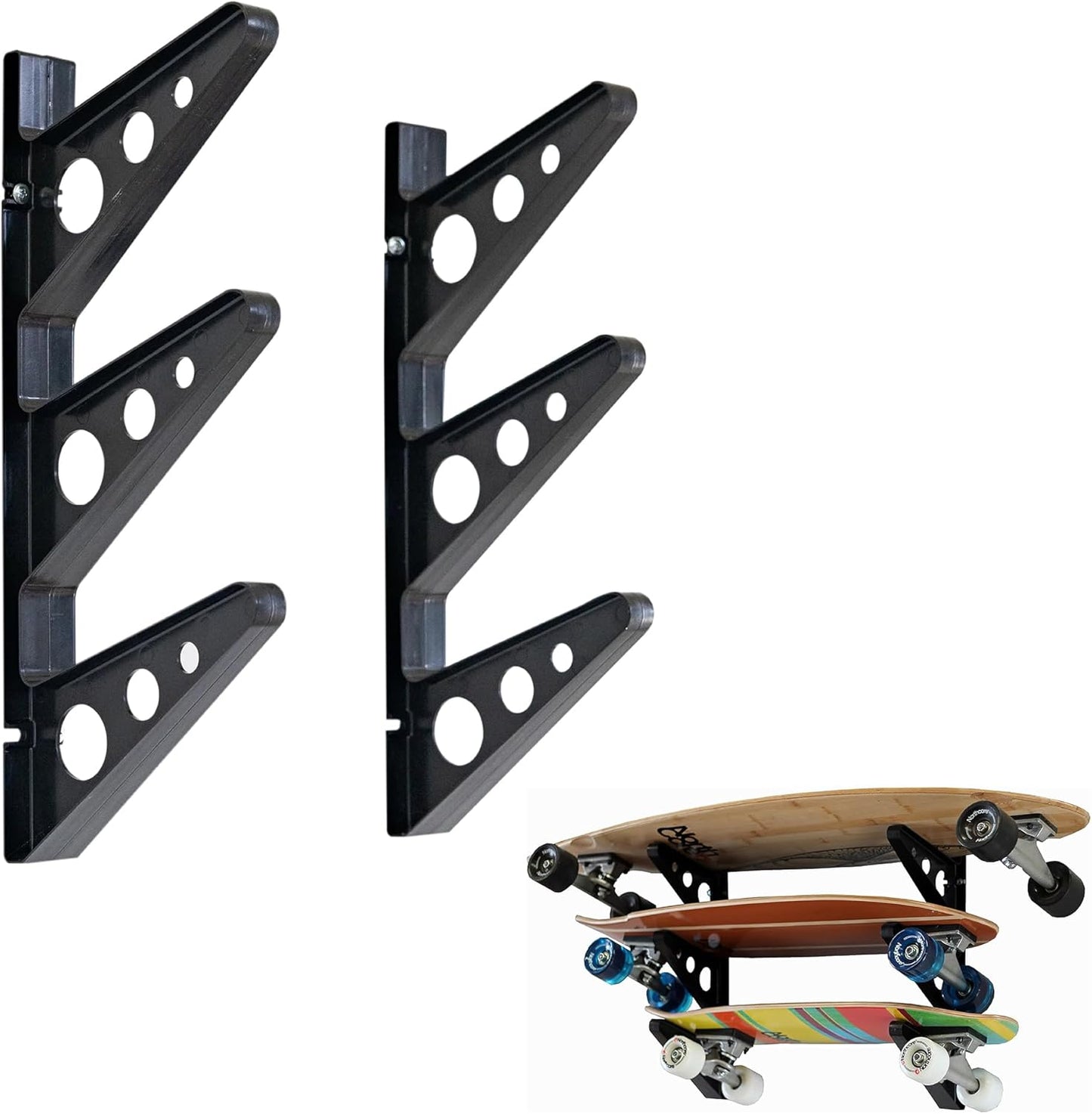StoreYourBoard Skateboard Rack, 3 Board Wall Storage Mount, Home and Garage