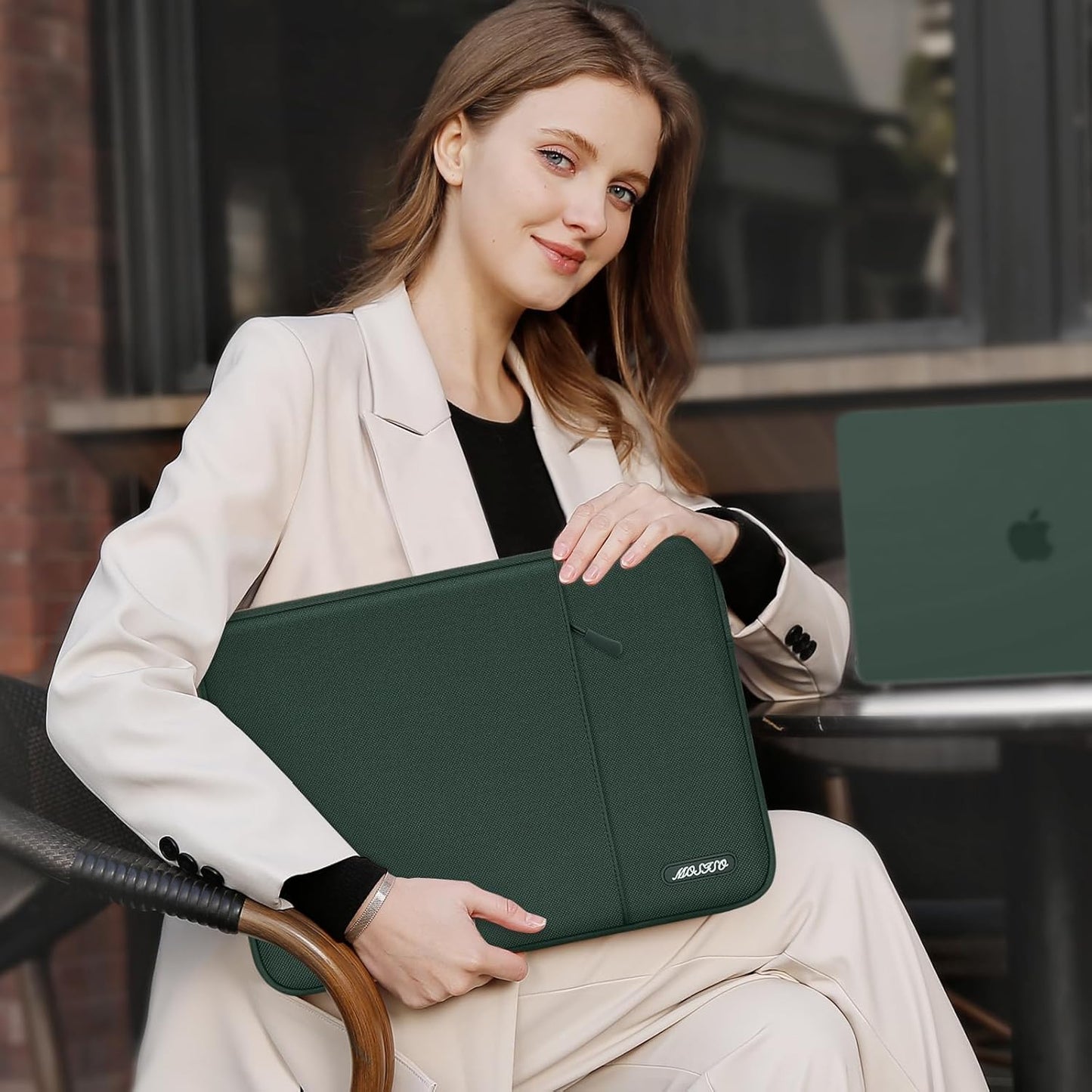 MOSISO Laptop Case 13.3 inch, 13-13.3 inch Laptop Sleeve Compatible with MacBook Air/Pro 13/Pro 14 M5 M4 M3 M2 M1, HP Dell ASUS Lenovo,Polyester Vertical Computer Sleeve Bag with Pocket,Midnight Green