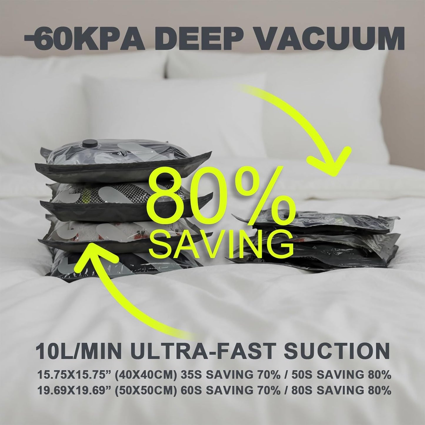 Vacuum Storage Bags for Travel with Portable Electric Pump, 8 Packs Vacuum Seal Bags for Clothing with High Pressure Pump, Compression Packing Space Saver, Portable Travel Bags for Luggage