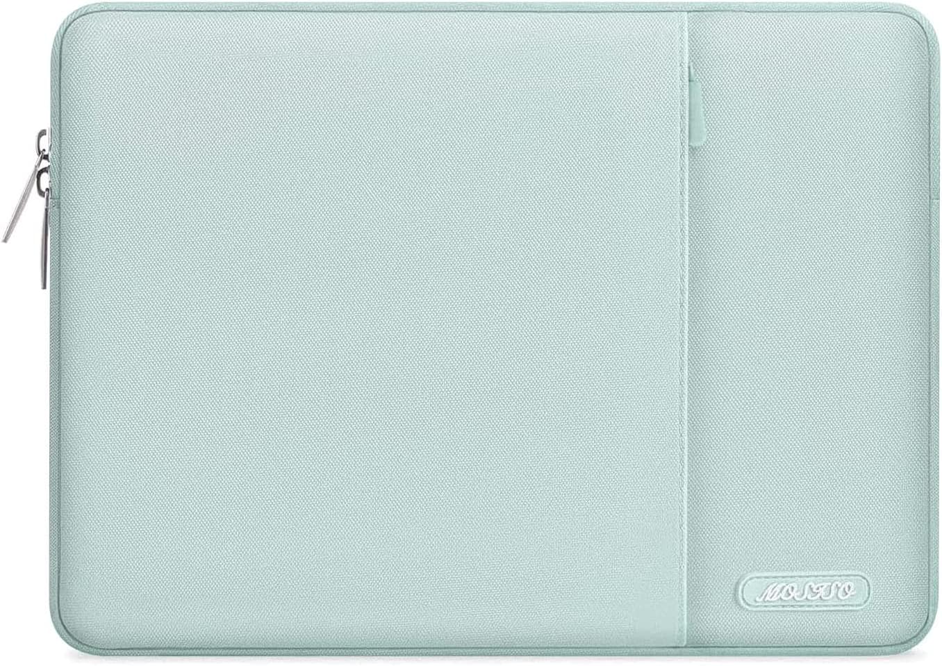 MOSISO Laptop Case 13.3 inch, 13-13.3 inch Laptop Sleeve Compatible with MacBook Air/Pro 13/Pro 14 M5 M4 M3 M2 M1, HP Dell ASUS Lenovo,Polyester Vertical Computer Sleeve Bag with Pocket, Mint Green