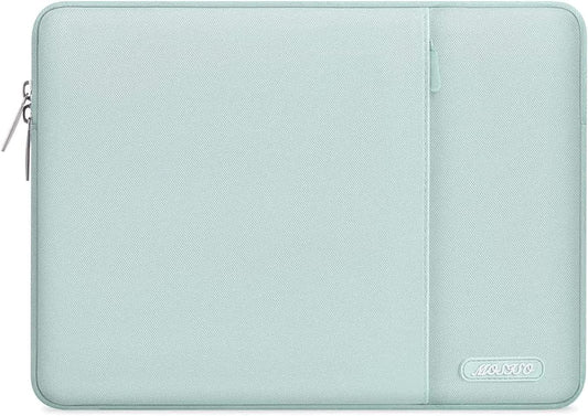 MOSISO Laptop Case 16 inch, 15-15.6 inch Laptop Sleeve Compatible with MacBook Pro 16 M4 M3 M2 M1, HP Acer Dell Lenovo ASUS Notebook, Polyester Vertical Computer Sleeve Bag with Pocket, Mint Green