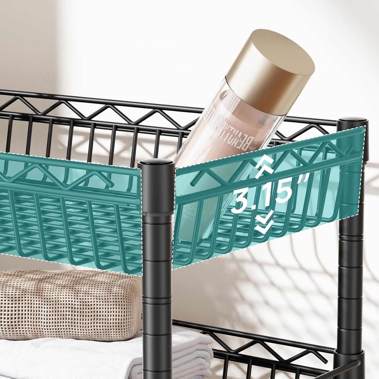 SINGAYE Shelf Closet Wire Shelving：Adjustable Metal Unit for Laundry Room Organization Bathroom Kitchen Home Storage with Wheels Pantry Rack Shelves