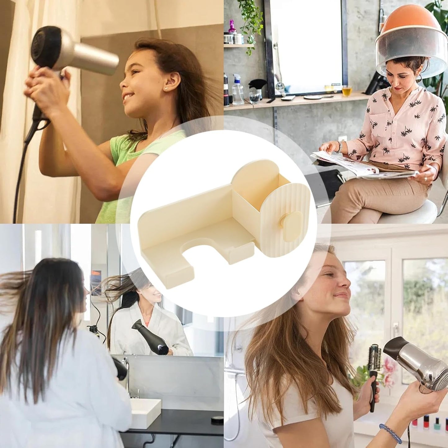 Wall Mount Hair Dryer Holder | No-Drill Storage Stand,Hair Tool Organizer - for Brush Bottle Curling Iron Comb Barrettes Cosmetics Straightener Home Bedroom Laundry Room