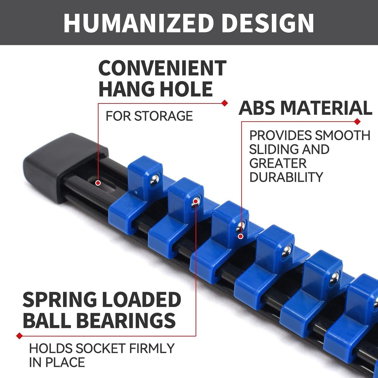 Socket Organizer Drive ABS Tools-Socket Holder, Premium Quality 18 Pieces Socket Holders Kit 1/4-Inch x 96 Clips, 3/8-Inch x 90 Clips, 1/2-Inch x 72 Clips