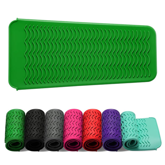 ZAXOP Resistant Silicone Mat Pouch for Flat Iron, Curling Iron,Hot Hair Tools (Green)