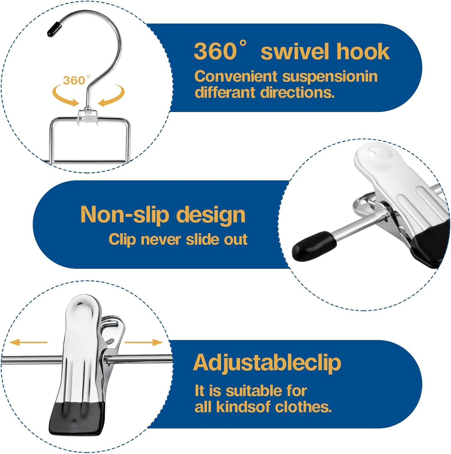 6 Piece Pants Hangers Space Saving,Skirt Hanges with Clips 5 Tier,Closet Organizers and Storage Magic Hangers,Clothes Hangers Space Saver,Closet Organization for Skirt,Trousers,Jeans,Legging