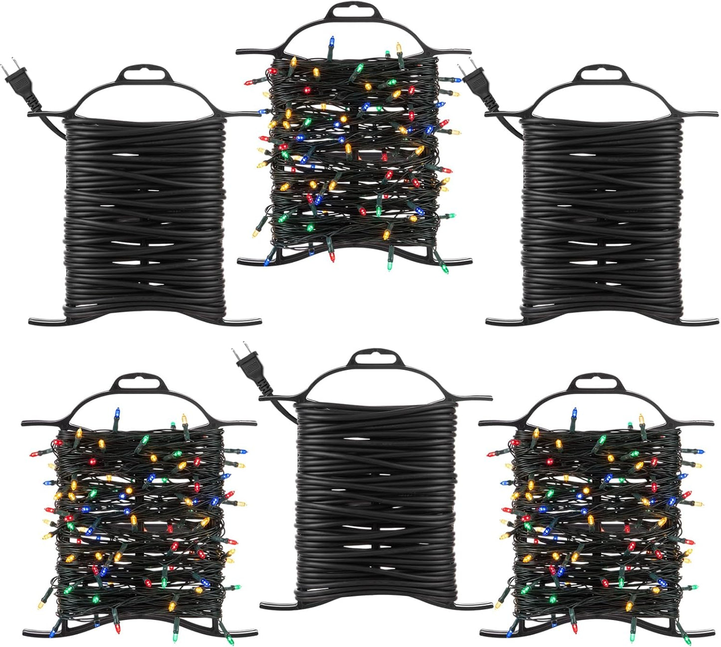 Ripeng 6 Pcs Extension Cord Storage Reel, Portable Cord Holder with Handle, Christmas Lights Storage, Black Hose Organizer Wrap-Holds, H-Frame Reel Outdoor
