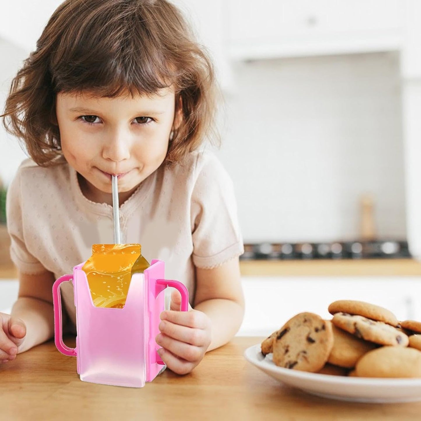 Milk Box Holder - Toddler Drinking Bottle Holder, Reusable Toddler Cup Holder | Squeeze Proof Pouch Holder, Portable Juice Bag Holder, Adjustable Drink Pouch Holder Suitable for Kids and Toddler
