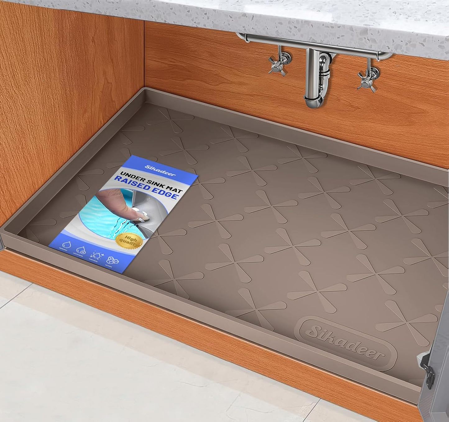 SIKADEER 22" x 19" Under Sink Mat Waterproof, Silicone Mat Kitchen Drawer Shelf and Cabinet Liner, Sink Protector for Kitchen Organizers and Storage, Boot Tray Pet Food Mats