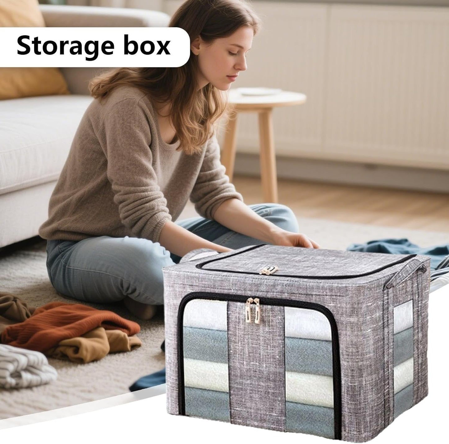 Storage Bins for Clothes,66L Waterproof Stackable Bag,Large Clothes Storage Bins with Lids | for Bedroom Home Apartment Closet Fabric Bed Sheets Comforter Toys Garment Organization