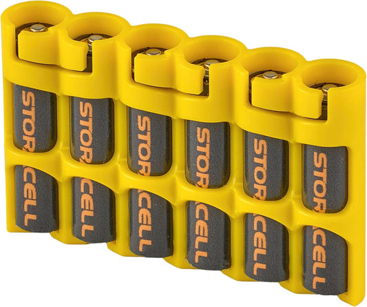 AAA Battery Storage Caddy by Storacell, Yellow, Holds 6 Batteries (Not included)