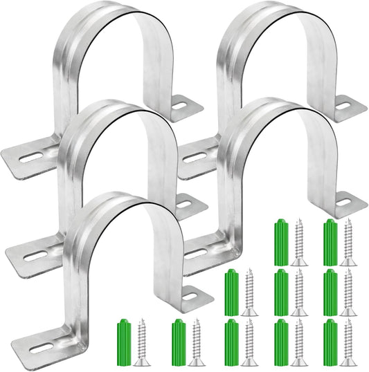 Dust Collection Hose and Pipe Holder Adjustable Hangers Bracket, Don’t Broken Like Plastic After Long Time, Durable Spray Iron, 5 PCS (Sliver, 2-1/2 Inch)