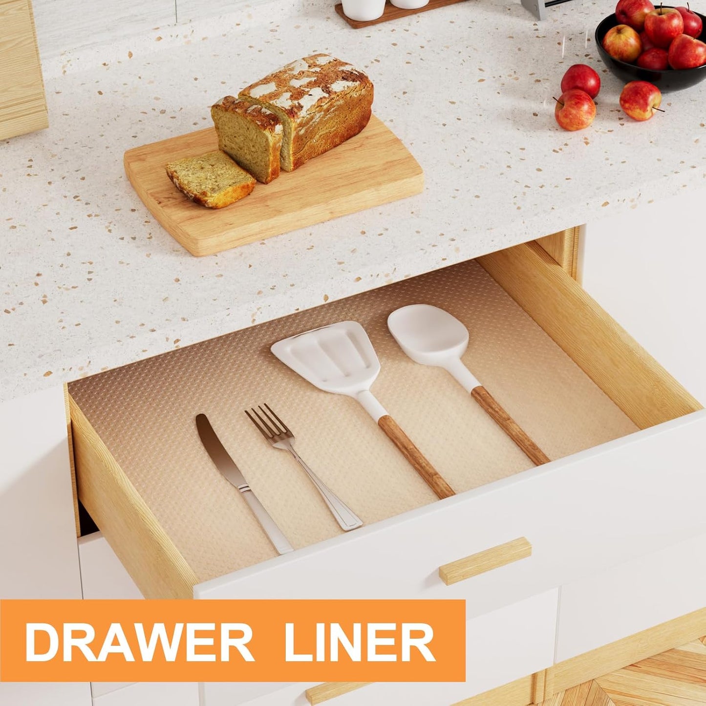 Clear Shelf Liners for Kitchen Cabinets: 17.7 Inch Wide Waterproof Drawer Liner - Translucent Non-Adhesive Easy to Cut Cupboard Liner for Refrigerator 17.7 in × 25 FT