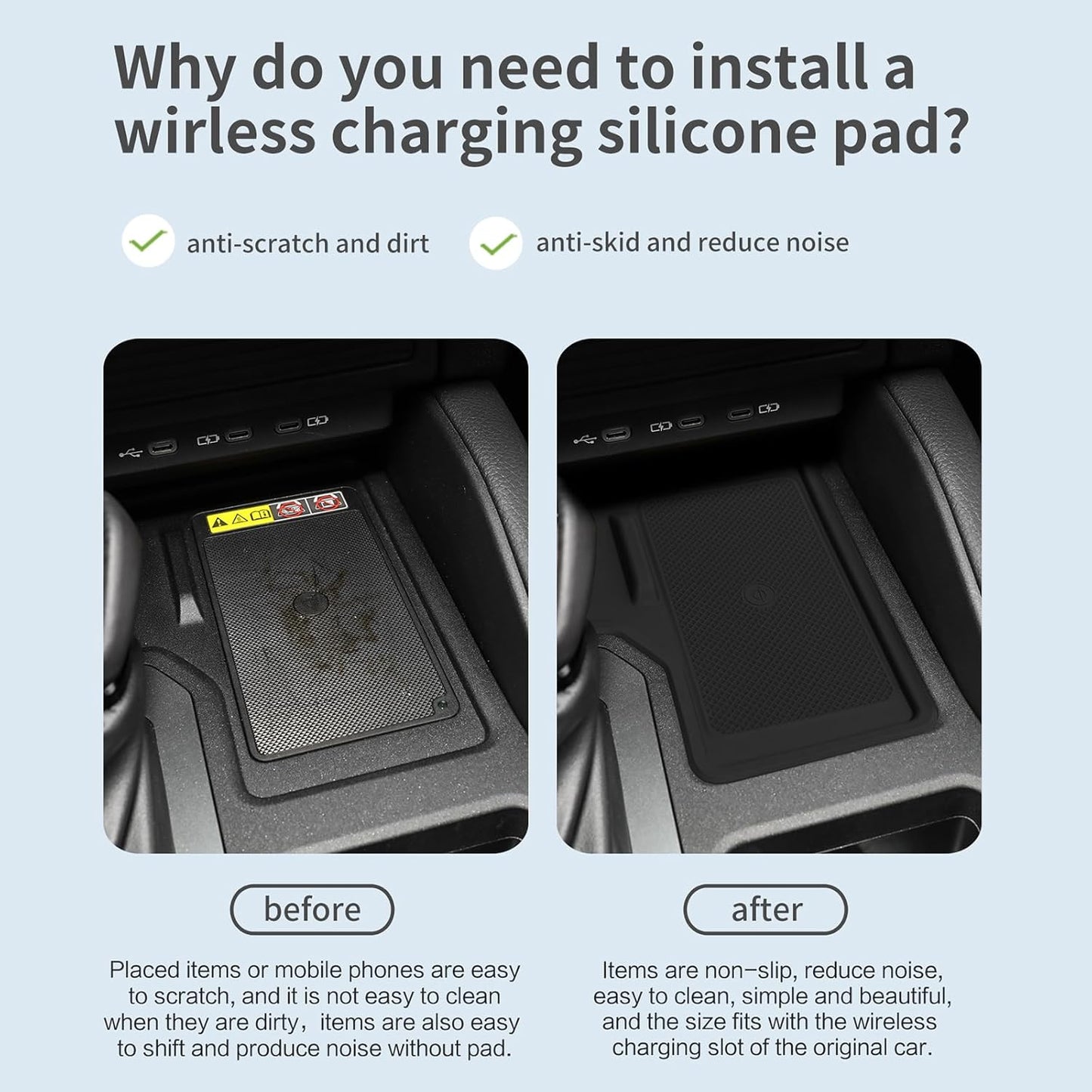 smabee Center Console Wireless Charging Protective Mat for 2024 2025 Toyota Land Cruiser Prado 250 J250 LC250 Accessories Silicone Non-Slip Pad Anti-Dust Liner Interior Black (Left-Hand Drive)