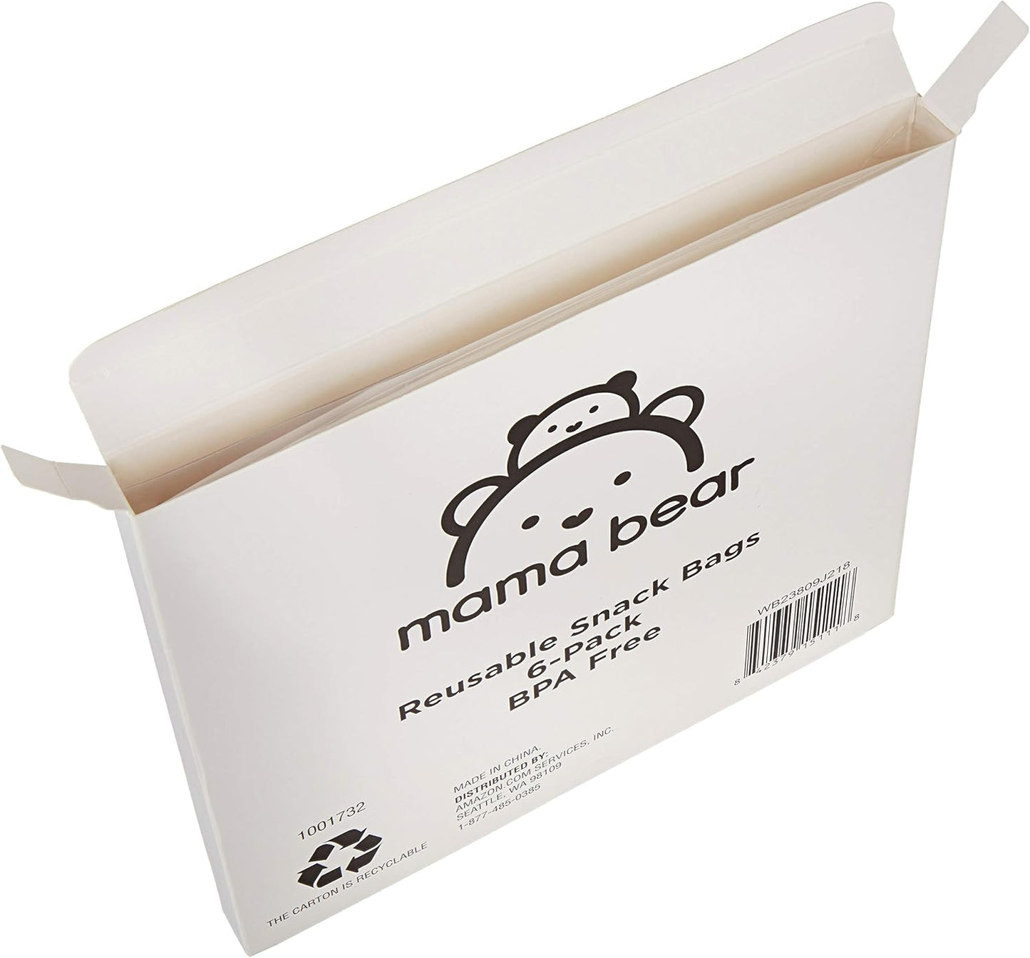 Amazon Brand - Mama Bear Reusable Snack Bags, Hook and Loop, One Size, 18-pack