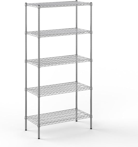18" Deep x 36" Wide x 74" Height Wire Shelving Kit | 5-Tier | NSF Commercial Storage Rack Unit