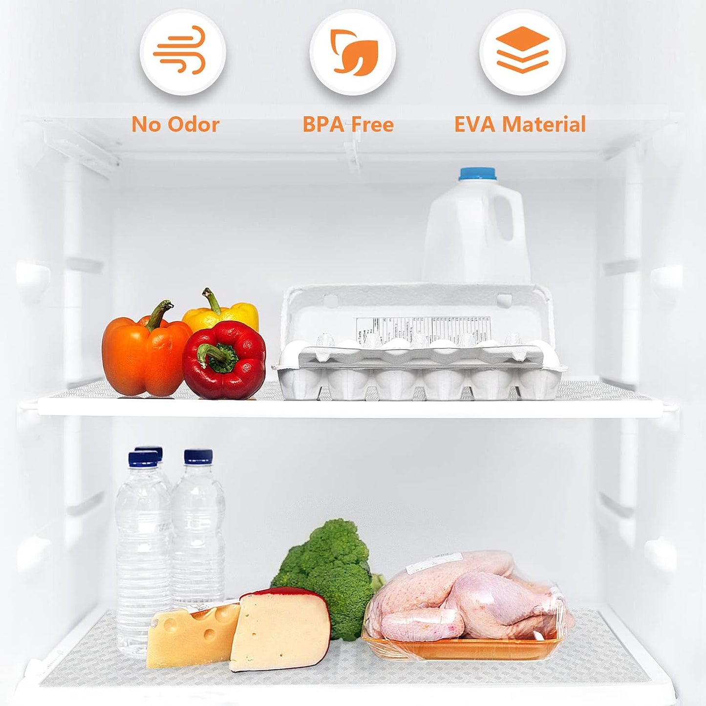 Shelf Liners for Kitchen Cabinets Refrigerator Liners Waterproof Kitchen Cupboard Liner Durable Plastic Drawer Mats EVA Material Non Adhesive Fridge Mats for Shelves - Clear 17.5 x 157.4 Inches