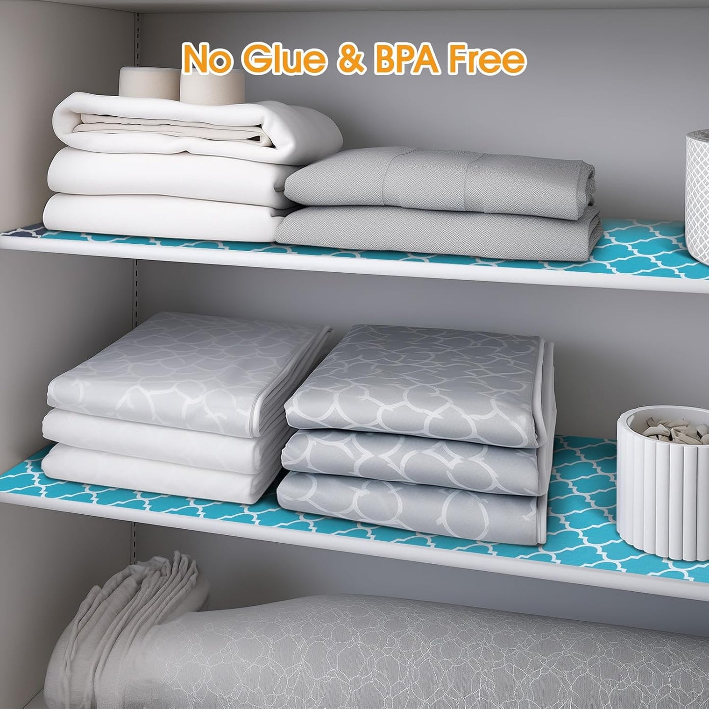 Shelf and Drawer Liner for Kitchen Cabinets Non-Adhesive, Strong Grip Non-Slip Thickened Cabinet Liners for Shelves, Waterproof Mats for Dresser Cupboard, Green/White, 12 in x 30 Feet