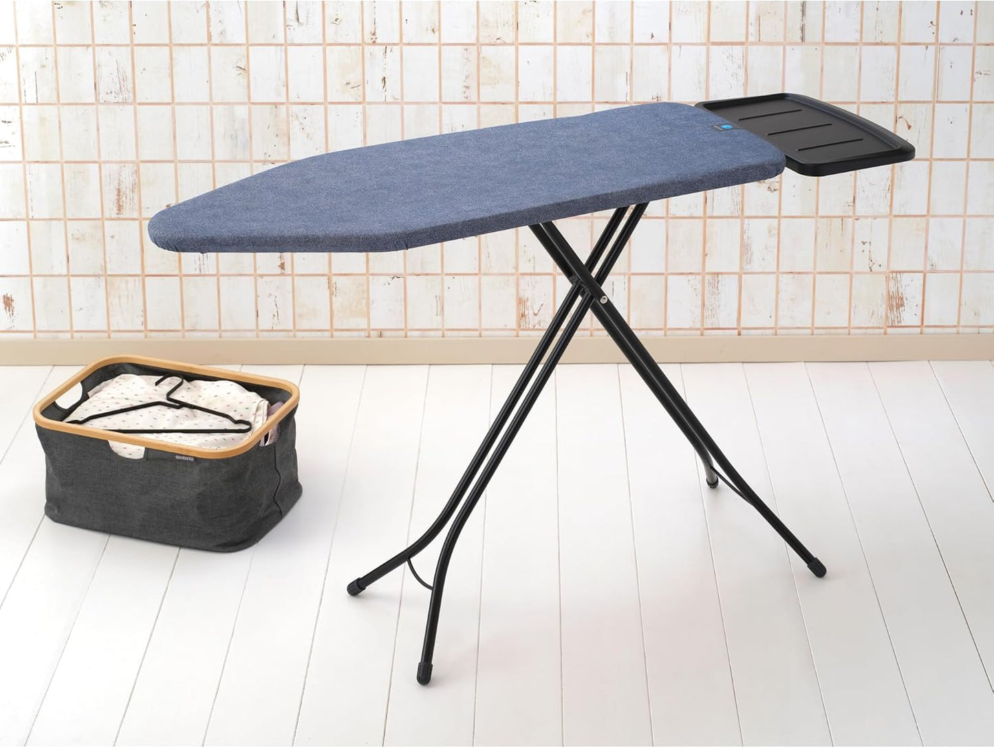 Brabantia - Ironing Board C - Extra Large Steam Iron Rest - Adjustable in Height - Non-Slip Rubber Feet - Cotton Cover with Foam Layer - Foldable XL Unit - Denim Blue - 49 x 18 inches